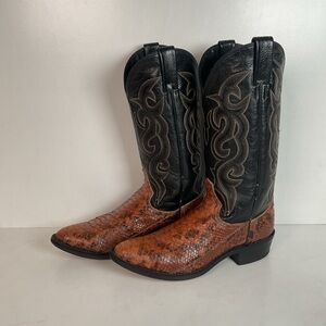 Dan Post Rust Brown Python Snakeskin Cowboy Boots 9 D Back Cut